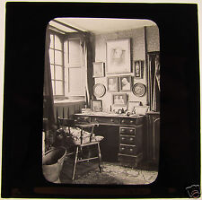 Glass Magic lantern slide AN  EDWARDIAN STUDY HOUSE DATED 1902 picture