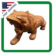 Hand Carved Wood Tiger  Mid 20th Century 11x5x3 picture