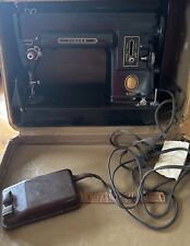 VINTAGE 1960 SINGER 301A  BLACK SEWING MACHINE W/  CASE TESTED AND WORKS picture