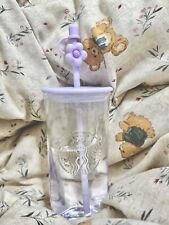 Starbucks China Purple Triangle Glass Cup Tumbler 16oz With Flower Topper Gift picture