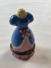 Fancy Dressform Porcelain Hinged Trinket Pill Box 3” Height - Vintage picture