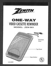 Owners Manual - Zenith one-way Video Cassette Rewinder - Model ZEN 901 picture
