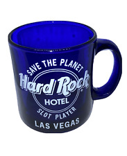 Hard Rock Hotel Las Vegas blue glass mug / cup  Save the Planet - Slot Player picture