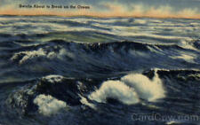 Scenic Swells About to Break on the Ocean Tichnor Linen Postcard Vintage picture