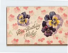 Postcard Best Birthday Wishes with Flowers Embossed Art Print picture