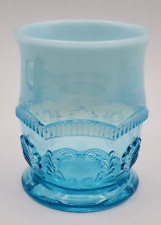 Model Flint Glass Co Wreath & Shell Opalescent Blue Tumbler picture