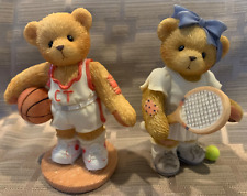 Cherished Teddies Sports Figurines Roberta Tennis & Larry Basketball picture