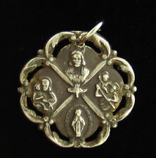 Vintage Sterling 4 Way Cross Medal Religious Holy Catholic Signed CREED picture