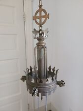 Antique 1930s gothic brass chandelier Templer Cross pendant Large picture