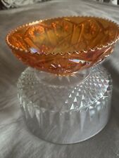 ￼IMPERIAL CARNIVAL GLASS  MARIGOLD IRIDESCENT GOLD STARBURST PATTERN CANDY DISH picture