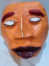 Antique Vintage Paper Mache Orange Mask Hand Painted Very Rare HTF  picture