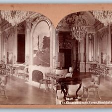 c1900s Stockholm Opera, Sweden King's Foyer Real Photo Stereo Card Antique V14 picture