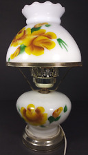 VTG Victorian Milk Glass Hand Painted Yellow Floral  Boudoir Light Lamp  picture