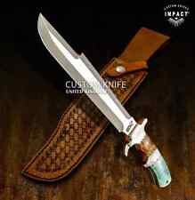 IMPACT CUTLERY CUSTOM PREDATOR DOUBLE EDGE BOWIE KNIFE CAMEL BONE HANDLE- 1626 picture