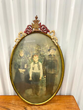 Antique Austro Hungarian Czech Metal Framed Oval Photo W/ Crest picture