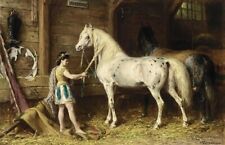 Art Oil painting Otto_Eerelman-A_Circus_Girl_Grooming_The_Horses handmade picture