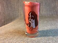 Vintage Clear Glass with Painted  Basset Hound Dog Design ~Small Drinking Glass picture
