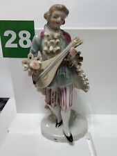 Vintage Porcelain Figurine Man playing mandolin with Dresden lace G 28 picture