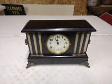 Antique E. Ingraham Co. Black Six Pillar Greco Roman Footed Mantle Clock READ picture