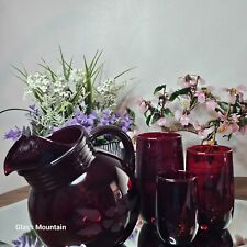 Vintage 1939 Anchor Hocking Royal Ruby Glass Tumblers And Pitcher Lot of 19 picture