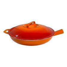 Vintage Casron Flame Orange Enamel  Cast Iron Skillet #2 Pot Pan 11