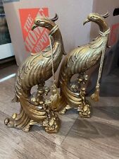 Vtg Mid Century SYROCO Pair Gold Peacocks Pheasants Birds Statues Figurines 14