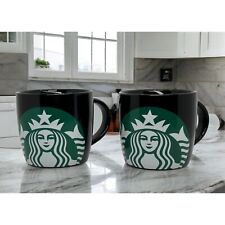 Set of 2 Starbucks Oversized Mermaid Logo Black Barrel Mugs 14 oz picture