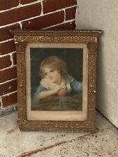 ANTIQUE PORTRAIT OF GIRL IN GOLD GUILT FRAME SIGNED JAMES S KING 16.5 x 14 IN picture