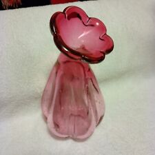 Cranberry to pink blown ruffled glass vase, bubbles, ground pontil 8 1/4