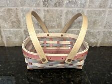 RARE Longaberger 2020 Picnic Style Basket Small Neutral Pink & Blue & Liner picture