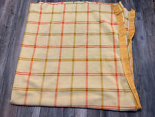 Vintage 70's JC Penney Plaid Blanket Yellow Orange 88 x 76 Satin Trim picture