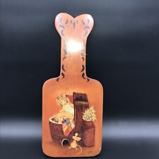 VTG Wood Cutting Board Little Girl And Mouse Signed 1971. picture
