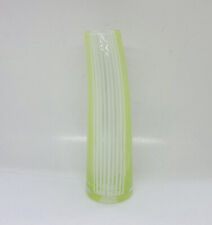 Vintage Yellow White Striped Leaning Glass Flower Vase 8” Tabletop Art Decor 33 picture