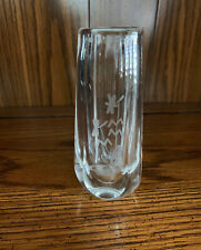 Vintage ORREFORS Signed & Numbered Etched Crystal Bud Vase Made in Sweeden picture