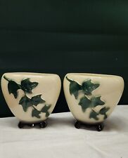 Pair Of Vintage Royal Copley Ivy Design Ceramic Footed Vase Planter picture
