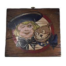Vintage Buster Brown & Tige Wood Art Picture 10”x11” logo sign picture