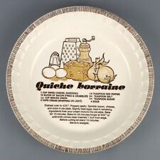 Royal China Jeannette QUICHE LORRAINE Recipe Vintage Ceramic Pie Plate Dish 11” picture