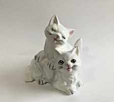 Sweet Kittens Figurine Vintage White Cats JAPAN Adorable 4 in. Hand Painted Rare picture