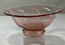 Vtg IMPERIAL GLASS Console Bowl  Twisted Optic Pink Depression Glass. Oval. VGC picture