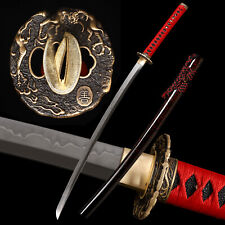 Real Choji Hamon Handmade Red Katana Sword Clay Tempered T10 Steel  Razor Sharp picture
