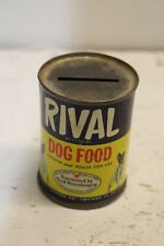 RIVAL DOG FOOD Bank Tin Metal Coin Can Chicago Illinois 2 3/4