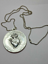 Silver Plated Jumbo Christian Catholic Sacred Heart Large Pendant and Necklace picture