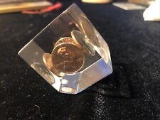 Vintage Acrylic Lucite 1973 Pennies Floating Penny Cube 2