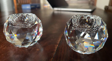 2 Round Swarovski Crystal Candle Holder Art7600 NR134 in ORiginal boxes picture
