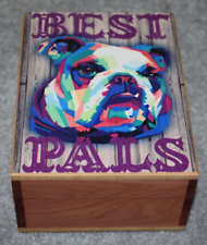 #97125 BEST PALS BULLDOG DOG KEEPSAKE JEWELRY WOOD CEDAR BOX 4.5