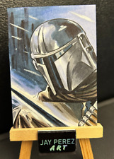 The Mandalorian Sketch Card 1/1 Original on card signed Artist ACEO Star Wars picture