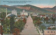 Postcard South Temple Street Mormon Temple + Hotel Utah Salt Lake City UT  picture