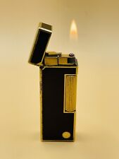 Dunhill rollagas lighter-black lacquer gold trim great working condition picture