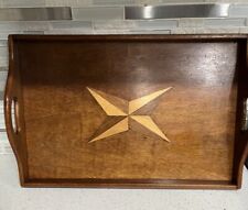 Beautiful Vintage Wooden Serving Tray With Inlaid Star Design. 18x12 picture
