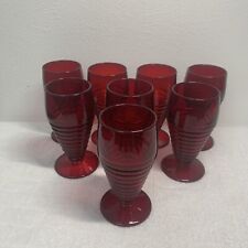 Set Of 8 Vintage Paden City Penny Line Ruby Red Small Footed Tumblers 5 In picture